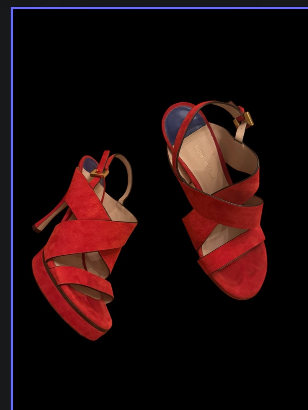 Stuart Weitzman Red Suede Crisscross Platform Sandals size 8,5 used once